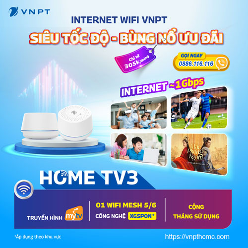 Đăng ký internet truyền hình VNPT gói Home TV3