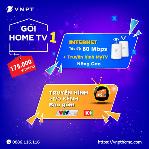 Gói internet truyền hình VNPT Home TV1 80Mbps + MyTV Nâng Cao