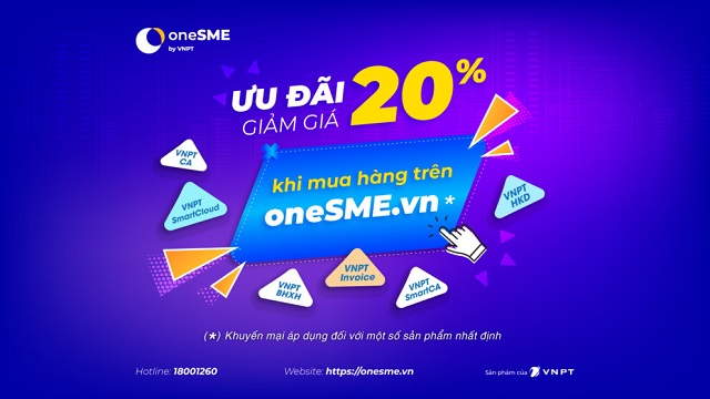 VNPT ưu đãi giảm giá 20% các dịch vụ VT-CNTT khi đăng ký online trên oneSME