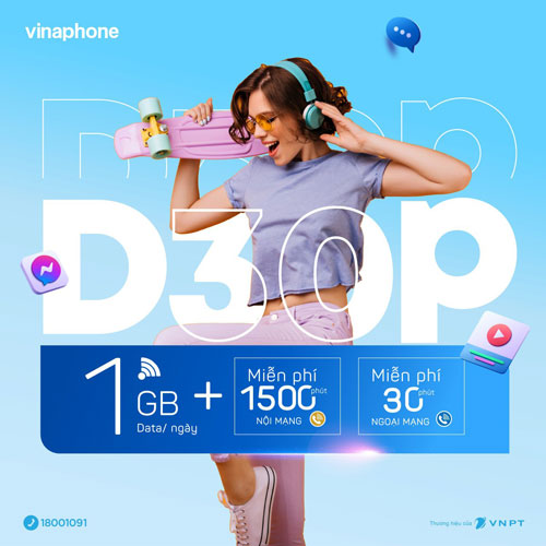 Gói D30P Vinaphone trả trước/trả sau ưu đãi cho data thoại siêu rẻ