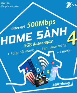 Gói Home Sành 4 VNPT internet 500Mbps + 3GB data/ngày + Thoại nội mạng & ngoài mạng