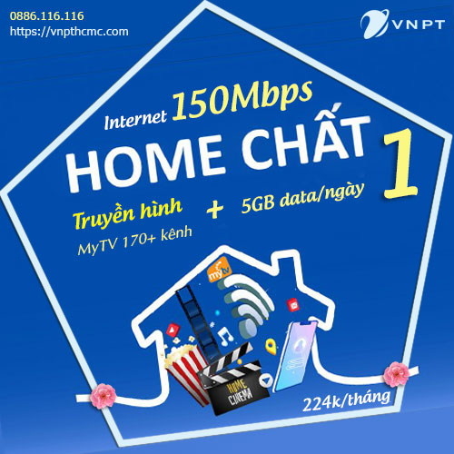 Home chất 1 VNPT gói Internet 150Mbps + truyền hình MyTV. Tặng Thêm 5GB data/ngày