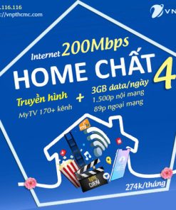 Home chất 4 VNPT gói Internet 200Mbps + truyền hình MyTV. Tặng Thêm 3GB data/ngày & Thoại nội mạng, ngoài mạng