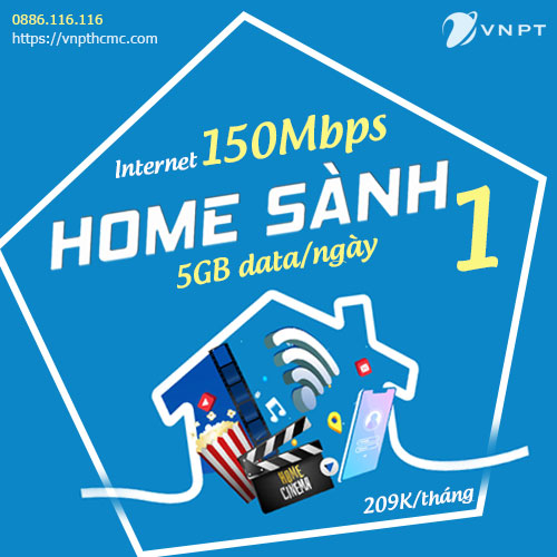Gói Home Sành 1 VNPT internet 150Mbps + 5GB data/ngày