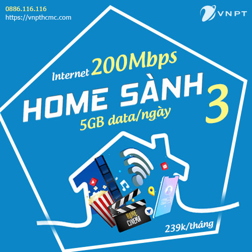 Gói Home Sành 1 VNPT internet 200Mbps + 5GB data/ngày