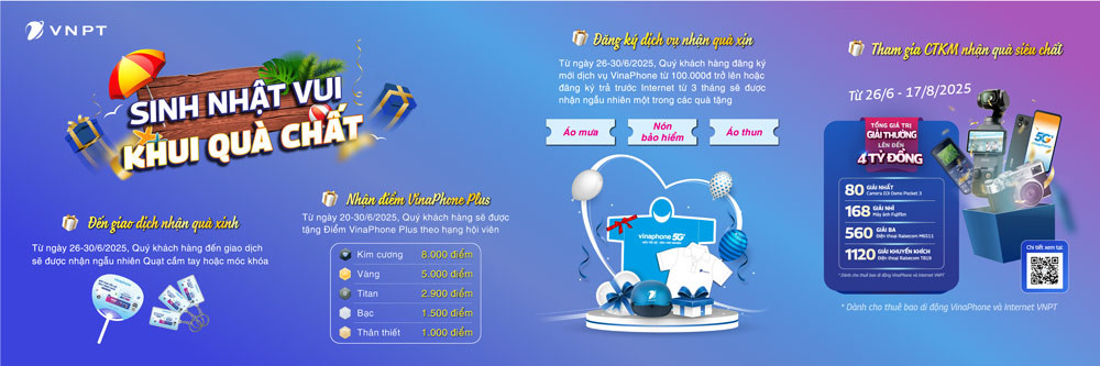 chào mừng Sinh Nhật VinaPhone lần thứ 29 nhận ưu đãi khủng từ CTKM hấp dẫn