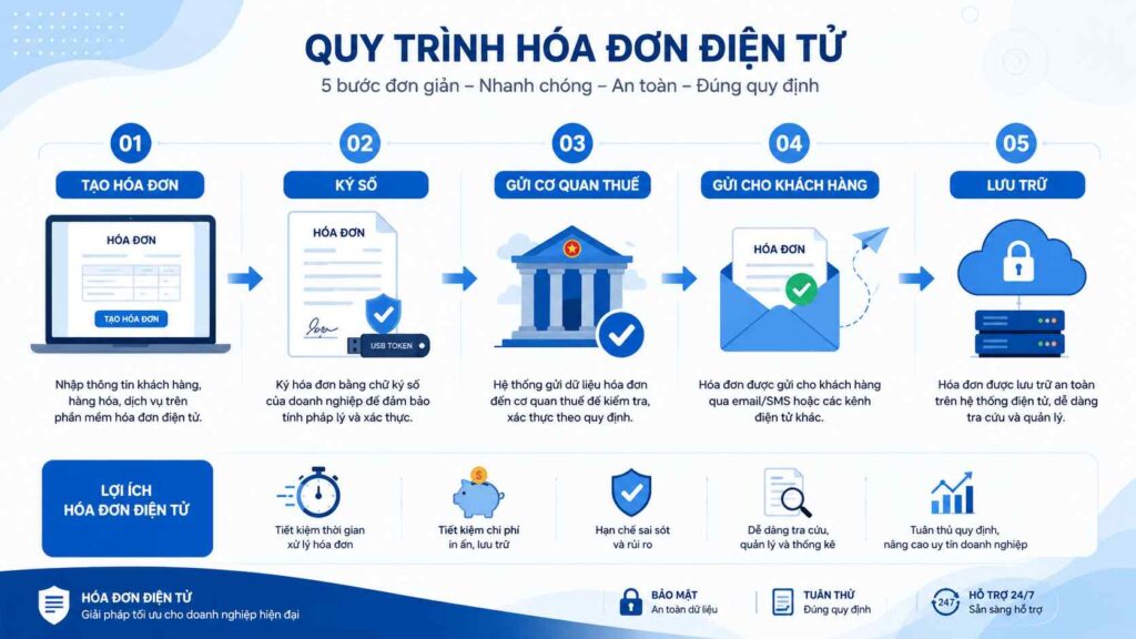 5 Quy trình phát hành hóa đơn điện tử từ tạo lập đến lưu trữ